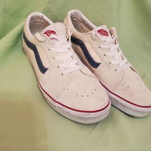 Vans Ward Suede, 8.5/10, Tan w/ Blue Stripe